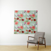 Groene Lente Bloemen: Hand getrokken Wandkleed (In Situ (horizontaal))