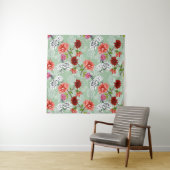 Groene Lente Bloemen: Hand getrokken Wandkleed (In situ)