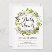 Groene lente bloemenkrans Baby shower Kaart (Voorkant)