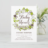 Groene lente bloemenkrans Baby shower Kaart (Staand voorkant)