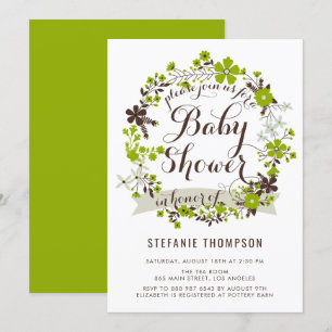 Groene lente bloemenkrans Baby shower Kaart