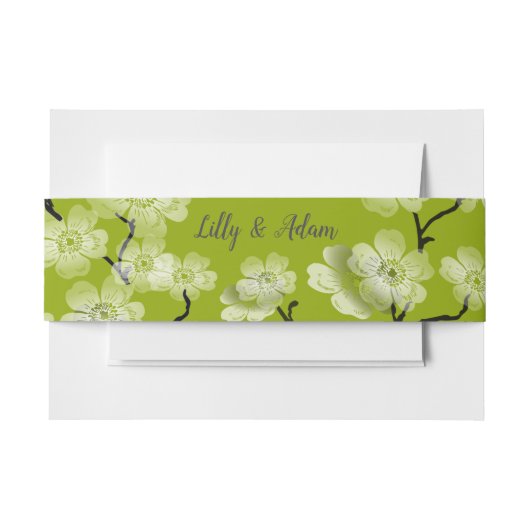 Groene lente bloesem uitnodigingen wikkel (Voorkant Voorbeeld)