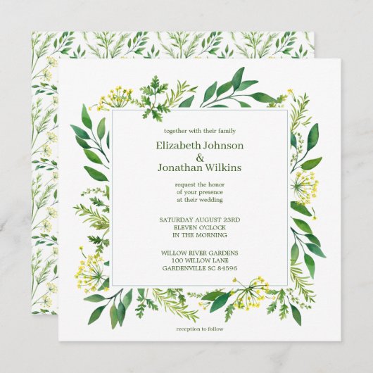 Groene lente botanische kruiden kaart (Voorkant / Achterkant)