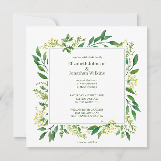 Groene lente botanische kruiden kaart (Voorkant)