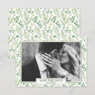 Groene lente botanische kruiden Save the Date Kaart