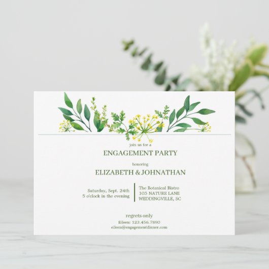 Groene lente Botanische Kruiden Verlovingsfeest Kaart (Staand voorkant)