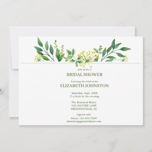 Groene Lente Botanische Kruiden Vrijgezellenfeest  Kaart (Voorkant)