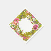 Groene Lente Roze Bloemstuk Bruiloft Servetten (Hoek)