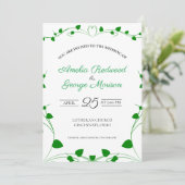 Groene lente verlaat bruiloft kaart (Staand voorkant)