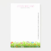 Groene lentegranen en kleurrijke bloemen post-it® notes (Voorkant)