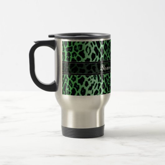 Groene leopard Animal Print Custom Reisbeker (Links)