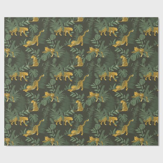 Groene Leopard Oerwoud Safari Wrapping Paper Roll Cadeaupapier (Vlak)