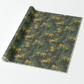 Groene Leopard Oerwoud Safari Wrapping Paper Roll Cadeaupapier (Uitgerold)