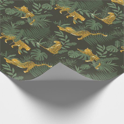 Groene Leopard Oerwoud Safari Wrapping Paper Roll Cadeaupapier (Hoek)