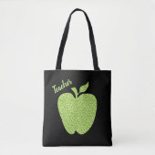 Groene leopard Print Apple-leraren Tote Bag (Voorkant)