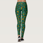 Groene Leopard Print Herfst Outfit Leggings (Achterkant)
