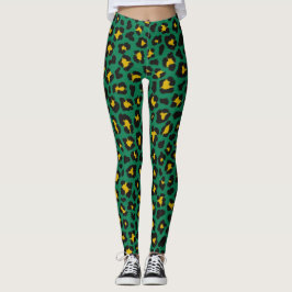 Groene Leopard Print Herfst Outfit Leggings