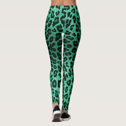 Groene Leopard Sparkle Leggings (Achterkant)
