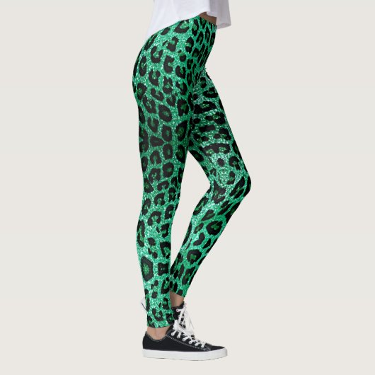 Groene Leopard Sparkle Leggings (Rechts)