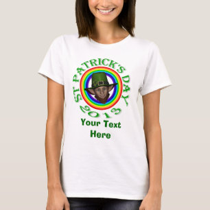 Groene leprechaun en dubbele regenboog St. Patrick T-shirt