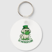 Groene Leprechaun Shih Tzu St.Patrick's Day Sleutelhanger (Voorkant)