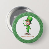 Groene Leprechaun St. Patrick's Day Stippen Ronde Button 7,6 Cm (Voorkant /achterkant)