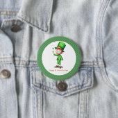 Groene Leprechaun St. Patrick's Day Stippen Ronde Button 7,6 Cm (In situ)