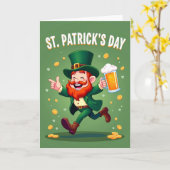 Groene Leprechaun Vieringskaart Kaart (Gele Bloem)
