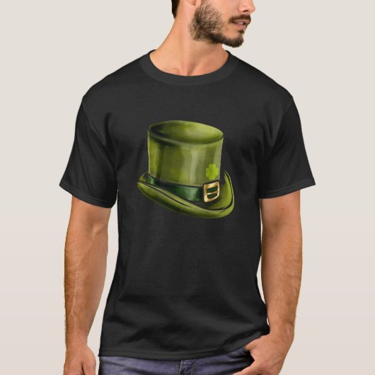 Groene Leprechauns Pet Cylinder Shamrock op St Pat T-shirt (Voorkant)