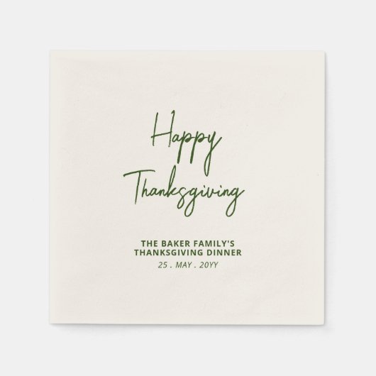 Groene Letter Happy Thanksgiving Feest Servet (Voorkant)
