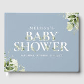 Groene Letter Stof Blauw Baby Shower Gastenboek (Voorkant)