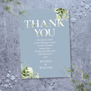 Groene Letter Stof Blauw Baby Shower Gedicht Bedankkaart