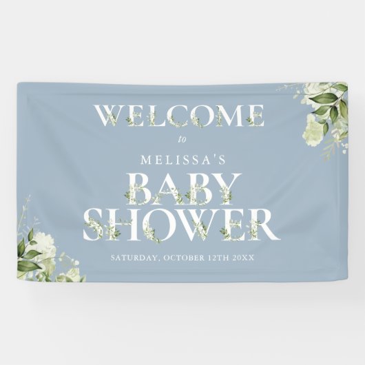 Groene Letter Stof Blauw Baby Shower Welkom Spandoek (Horizontaal)