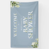 Groene Letter Stof Blauw Baby Shower Welkom Spandoek (Verticaal)