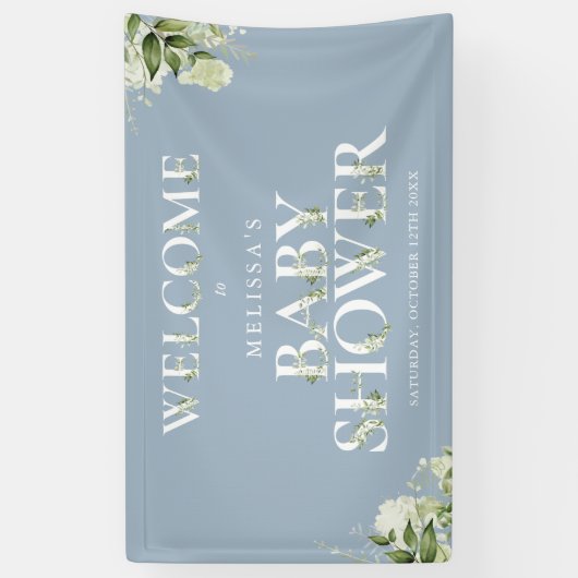 Groene Letter Stof Blauw Baby Shower Welkom Spandoek (Verticaal)