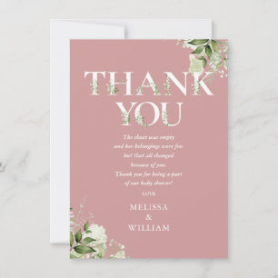 Groene Letter Stof Roze Baby Shower Gedicht Bedankkaart