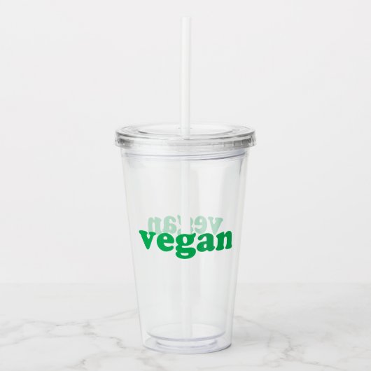 groene letters " vegan " acryl drinkbeker (Voorkant)