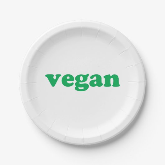 Groene letters "Vegan", witte achtergrond Papieren Bordje (Voorkant)