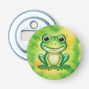 Groene leuke kikker button flesopener