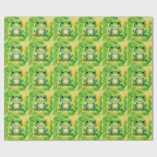 Groene leuke kikker cadeaupapier (Vlak)