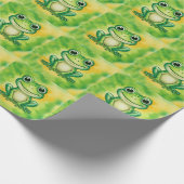 Groene leuke kikker cadeaupapier (Hoek)