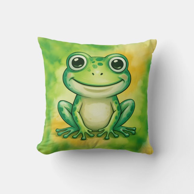 Groene leuke kikker kussen (Voorkant)