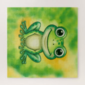 Groene leuke kikker legpuzzel (Horizontaal)