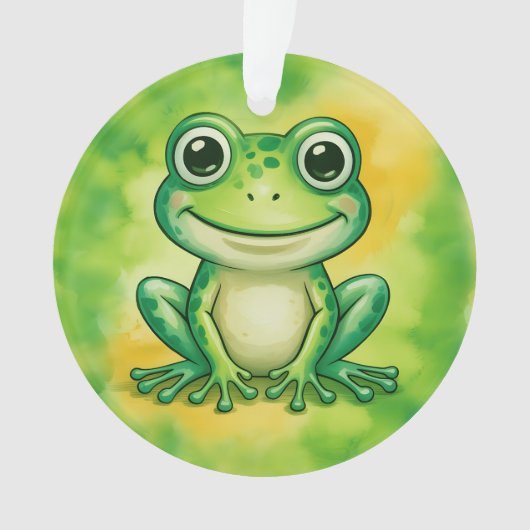 Groene leuke kikker ornament (voorkant)