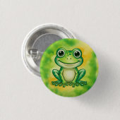 Groene leuke kikker ronde button 3,2 cm (Voorkant /achterkant)
