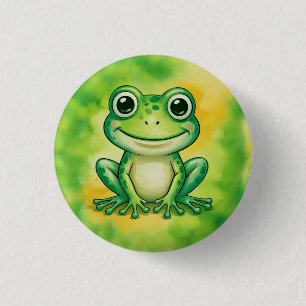 Groene leuke kikker ronde button 3,2 cm