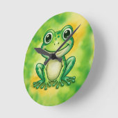 Groene leuke kikker ronde klok (Hoek)