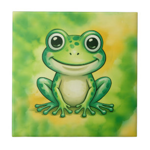 Groene leuke kikker tegeltje