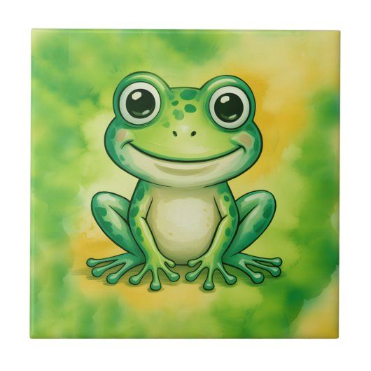 Groene leuke kikker tegeltje (Voorkant)