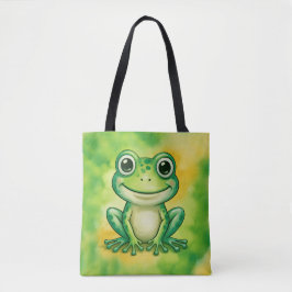 Groene leuke kikker tote bag